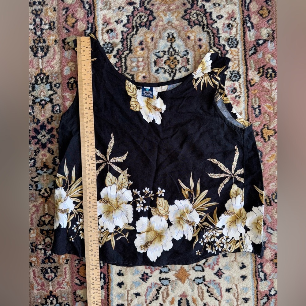 VTG Hibiscus Collection Hawaii 2 Piece Top & Skirt Sarong SMALL Black & White - Picture 6 of 16